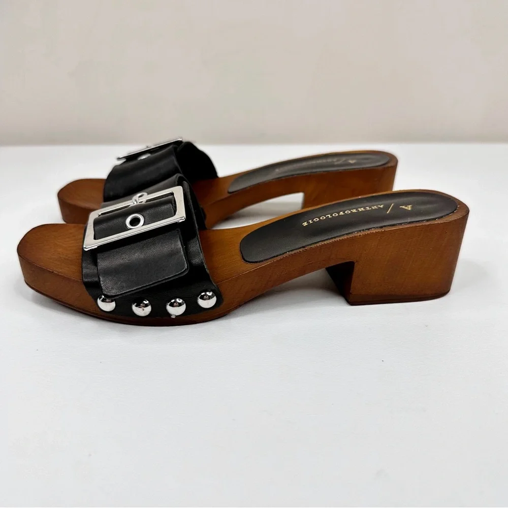 Anthropologie Open Toe Buckle Sandals Black SZ 37 - Picture 3 of 12